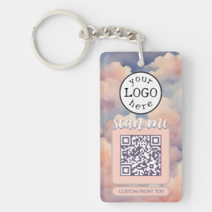 Porte-clefs Code QR double pour les nuages rose affaires