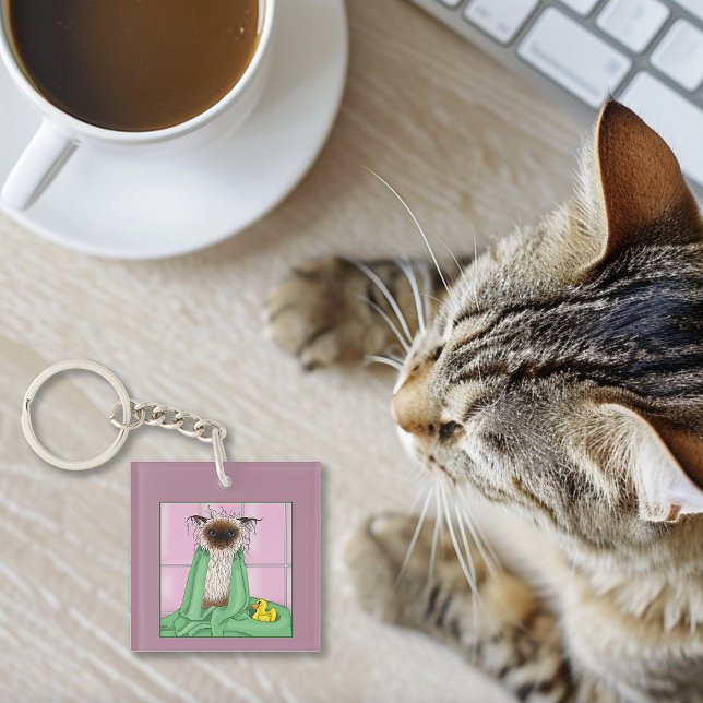 Porte-clefs Code QR du générateur de chats de temps de bain (Créateur téléchargé)