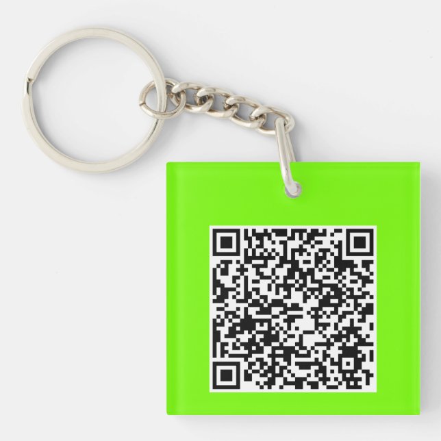 Porte-clefs Code QR en vert fluorescent (Devant)