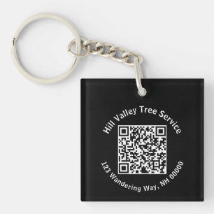 Porte-clefs Code QR et texte noir et blanc pour les entreprise