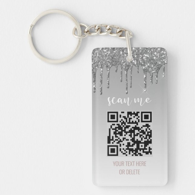 Porte-clefs Code QR Logo d'entreprise Parties scintillant en a (Devant)