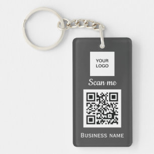Porte-clefs Code QR Logo d'entreprise Professionnel Gris perso