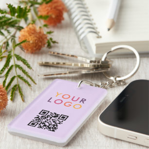 Porte-clefs Code QR Logo Entreprise Violet