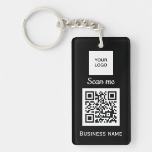 Porte-clefs Code QR - Logo professionnel personnalisé noir