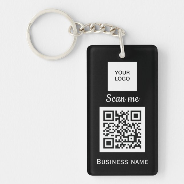 Porte-clefs Code QR - Logo professionnel personnalisé noir (Devant)