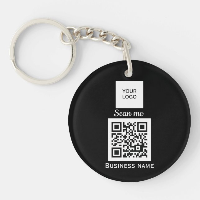 Porte-clefs Code QR - Logo professionnel personnalisé Noir K (Devant)
