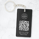 Porte-clefs Code QR | Logo Professionnel Simple Noir<br><div class="desc">Un simple modèle de code QR d'entreprise noire personnalisé dans un style minimaliste moderne qui peut être facilement mis à jour avec le logo de votre entreprise,  le code QR et le texte personnalisé,  par exemple,  scannez-moi vers...  #QRcode #logo #porte - clé #business</div>