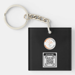 Porte-clefs Code QR Logo Simple Entreprise Noir