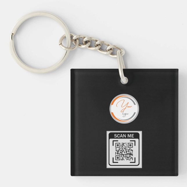 Porte-clefs Code QR Logo Simple Entreprise Noir (Devant)