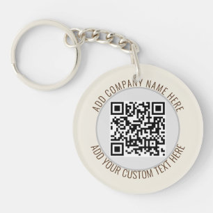 Porte-clefs Code QR Minimaliste Simple Gris Rond Budget 