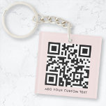 Porte-clefs Code QR Minimaliste Texte personnalisé simple rose<br><div class="desc">Un simple modèle de code QR rose vif personnalisé dans un style minimaliste moderne qui peut être facilement mis à jour avec votre code QR et votre texte personnalisé,  par exemple,  scannez-moi vers...  #QRcode #porte - clé #business</div>