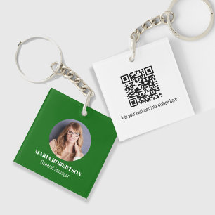 Porte-clefs Code QR minimaliste vert avec logo simple