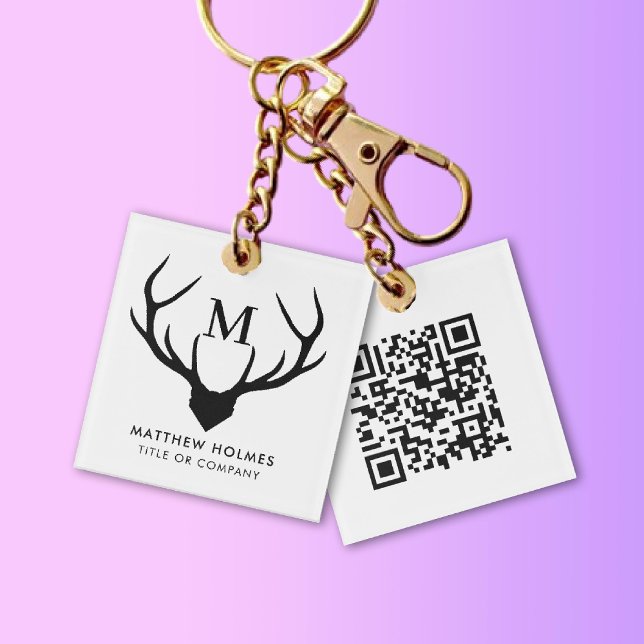 Porte-clefs Code QR moderne Monogramme Balayer moi Professionn (Modern QR Code Monogram Scan me Professional Keychain)