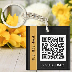Porte-clefs Code QR personnalisé Texte Black Gold moderne