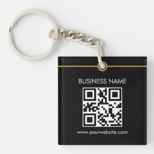 Porte-clefs Code QR personnalisé Texte moderne Noir Blanc