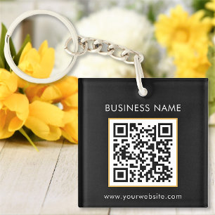 Porte-clefs Code QR personnalisé Texte moderne Noir Blanc