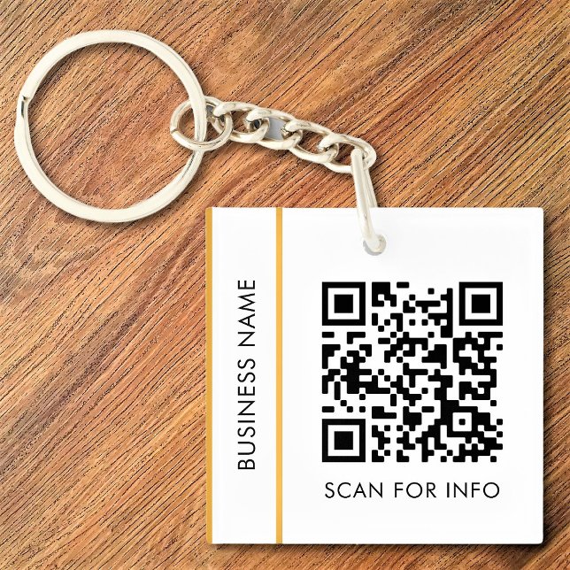 Porte-clefs Code QR personnalisé Texte Or moderne Blanc Entrep (Créateur téléchargé)