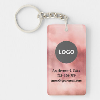Porte-clefs Code QR Rose défraîchi et logo d'entreprise double