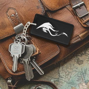 Porte-clefs Code QR tribal dragon noir blanc gras