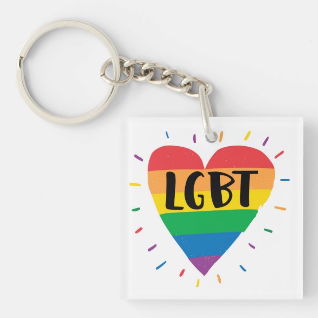 Porte-clefs Coeur arc-en-ciel LGBT (Devant)