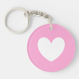 Porte-clefs Coeur blanc sur Cotton Candy rose