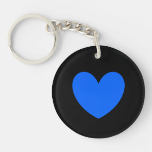 Porte-clefs Cœur bleu sur fond noir