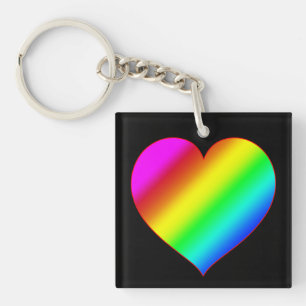 Porte-clefs Cœur Coloré Arc-en-ciel Amour Couleur Vive