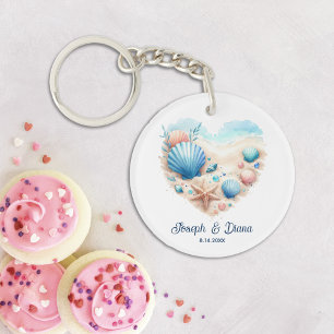 Porte-clefs Cœur de coquillage personnalisé pour anniversaire