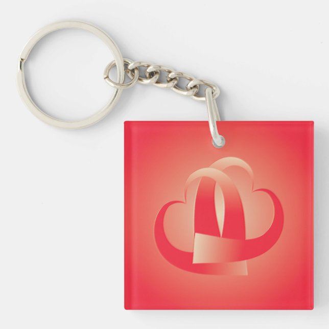 Porte-clefs coeur de corail embrassant (Devant)