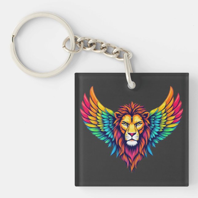 Porte-clefs Coeur de Lion coloré (Devant)