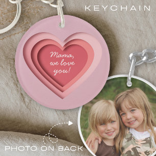 Porte-clefs Cœur de photo avec texte personnalisé