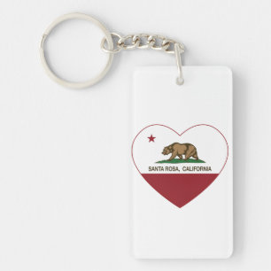 Porte-clefs coeur de Santa Rosa de drapeau de la Californie