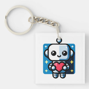 Porte-clefs Coeur de tenue de robot mignon - Amour adorable et