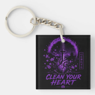 Porte-clefs Cœur d'Épée Violet – Nettoyez Votre Cœur