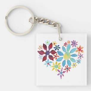 Porte-clefs Coeur des fleurs