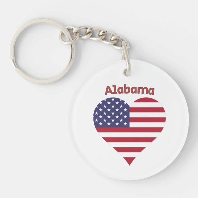 Porte-clefs Coeur du drapeau américain de l'Alabama (Devant)