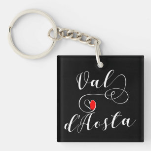 Porte-clefs Coeur du drapeau du Val d'Aoste, Italie, Vallée d'