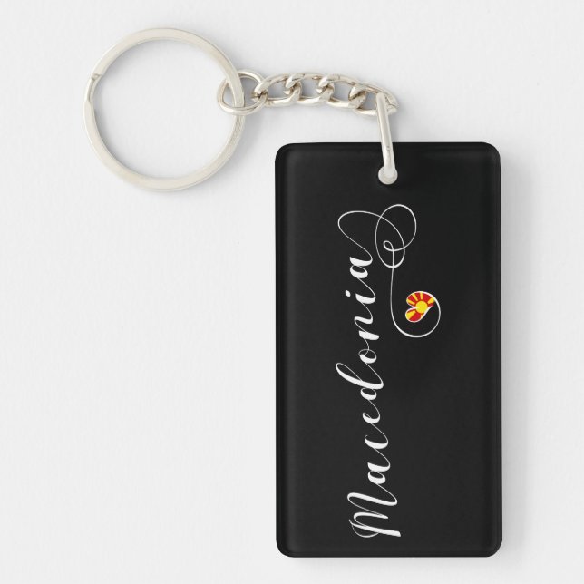 Porte-clefs Coeur du drapeau macédonien, Macédoine (Devant)