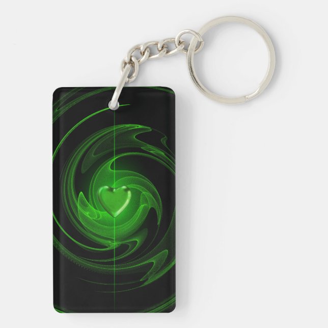 Porte-clefs Coeur en spirale vert (Dos)