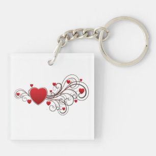 Porte-clefs Cœur en volutes sur fond blanc
