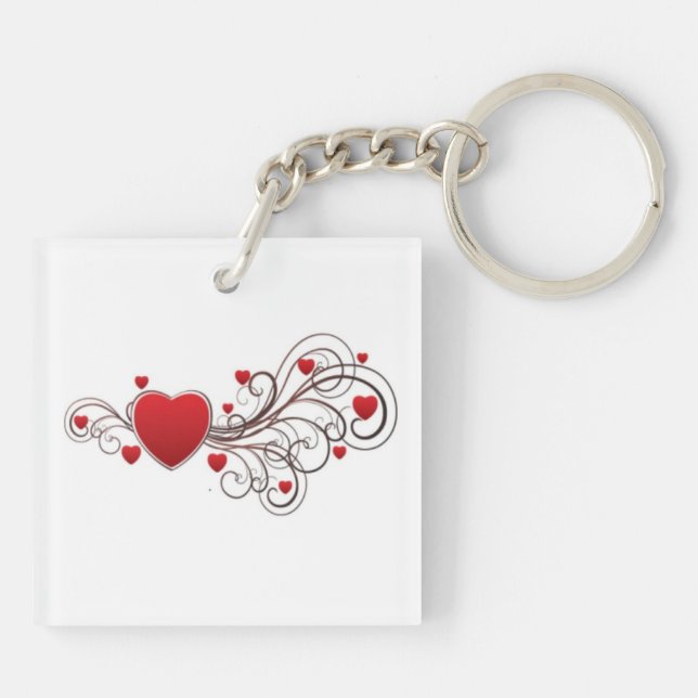 Porte-clefs Cœur en volutes sur fond blanc (Dos)
