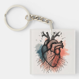 Porte-clefs Coeur et racines organiques de l'âme enracinée