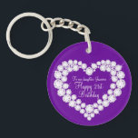 Porte-clefs Coeur fille 21e anniversaire cadeau<br><div class="desc">Joli effet graphique diamant sur le porte - clé de conservation violet. Parfait pour mettre en valeur un cadeau spécial supplémentaire pour votre fille le 21ème anniversaire spécial,  comme une voiture ou peut être customisé avec vos propres mots. Design exclusif par Sarah Trett pour www.mylittleeden.com sur Zazzle.</div>