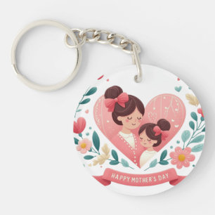 Porte-clefs Cœur Floral Mère & Fille - Bonne Fête des Mères