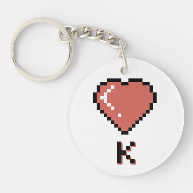 Porte-clefs Coeur King contour noir (Devant)
