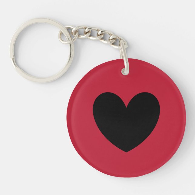 Porte-clefs Coeur noir en rouge (Devant)