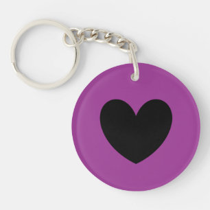 Porte-clefs Coeur noir sur violet
