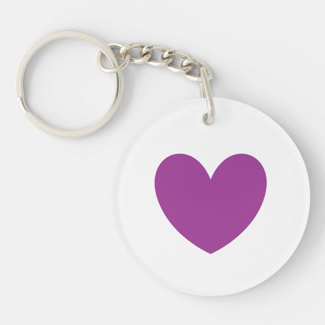 Porte-clefs Coeur pourpre sur blanc (Devant)