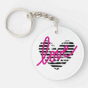 Porte-clefs Cœur rayé dessin d'amour