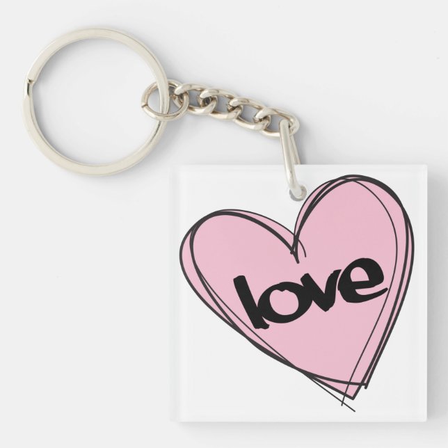 Porte-clefs Coeur rose (Amour) (Devant)